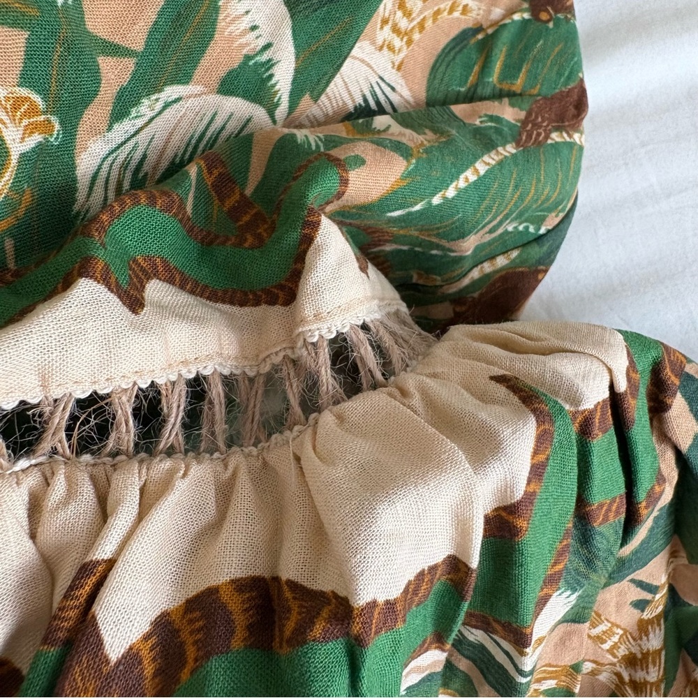 NWOT Farm Rio Beige Tropical Isla Lenzing™ Ecovero™ Euroflax™ Maxi Dress S - Picture 9 of 16